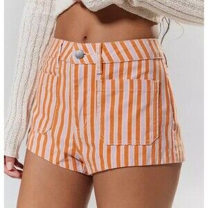 Silence+Noise Urban Outfitters Size 26 Curved Hem Micro Shorts Orange Purple NEW